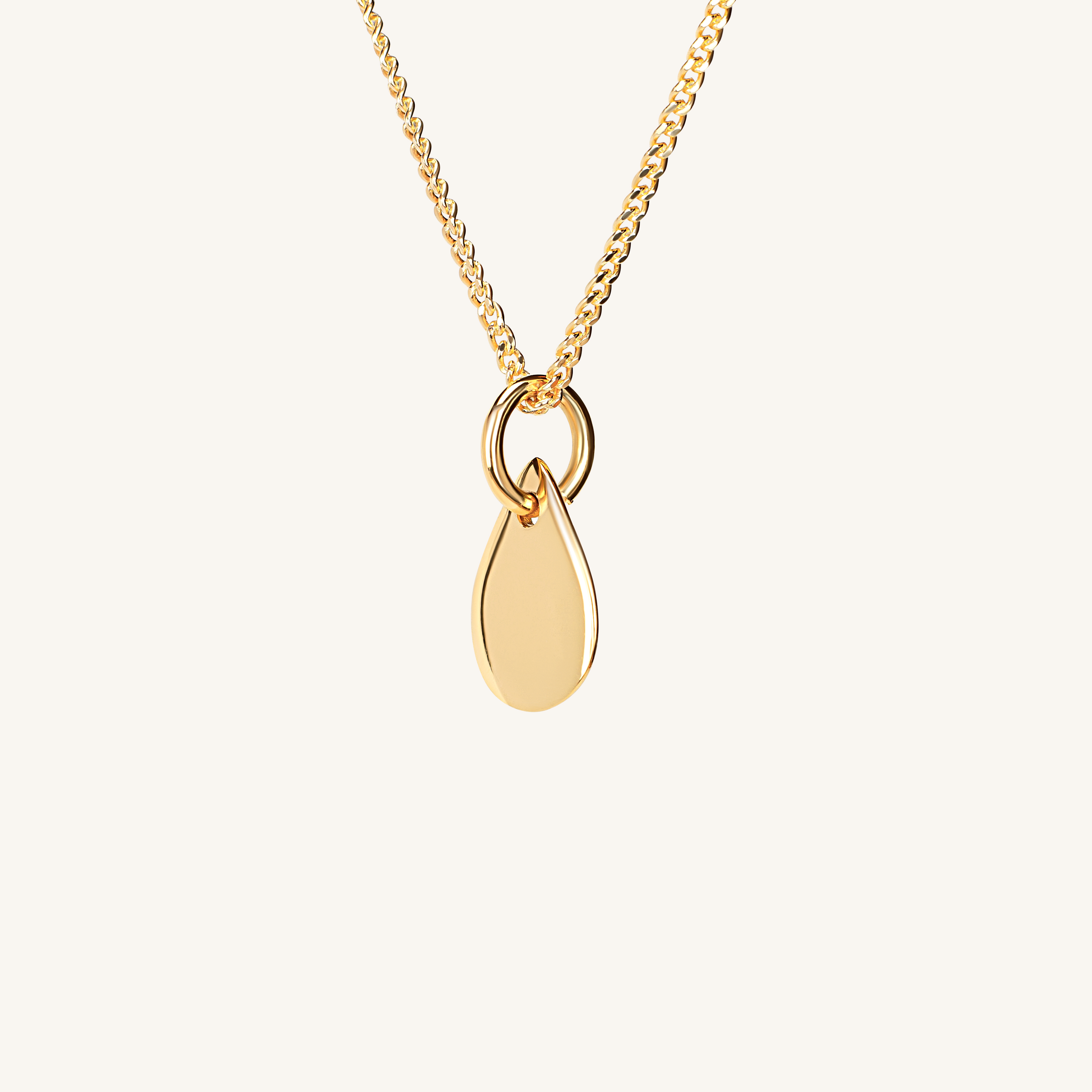 PS46 Jewelry Tears of Hope Pendant Necklace 18K Gold displayed on a white background.